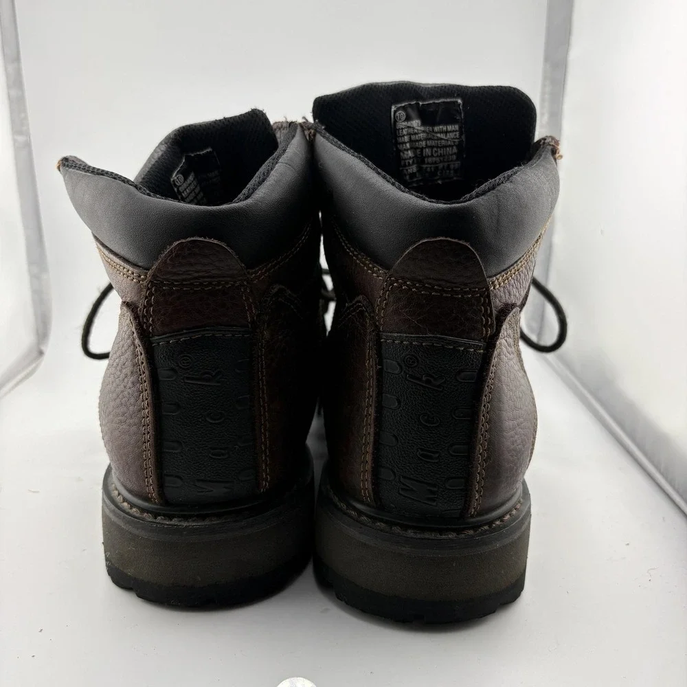 Mack Boots Mens 10 Brown Leather Steel Toe Work Slip Oil Resistant Ankle Safety